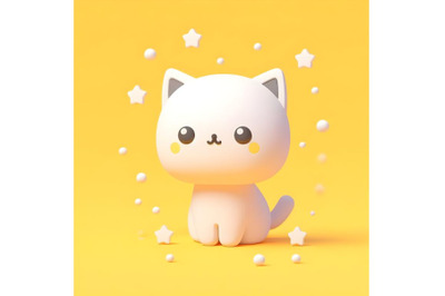 cute 2d minimal cat in yellow background