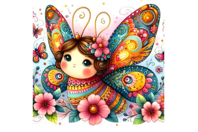 Cute floral butterfly