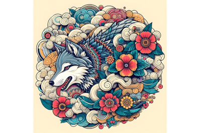 Beautiful chinese wolf artwork