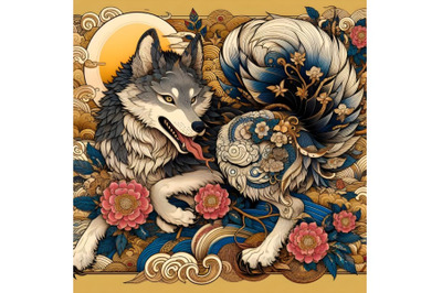 Beautiful chinese wolf artwork