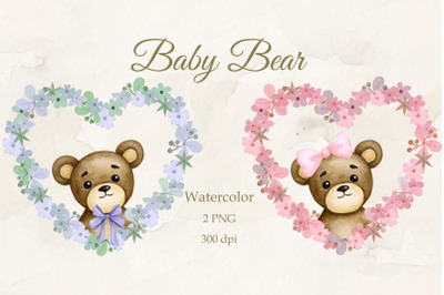 Portrait of a baby bear. Boy. Girl. PNG