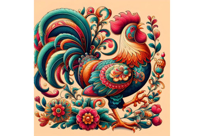 Beautiful Indian rooster artwork