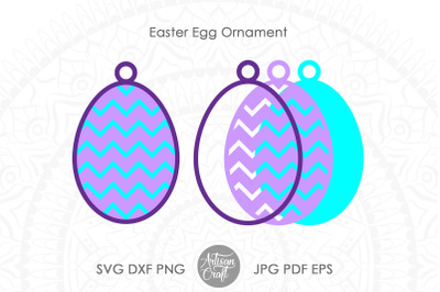 Easter egg ornament with three layers showing chevron pattern
