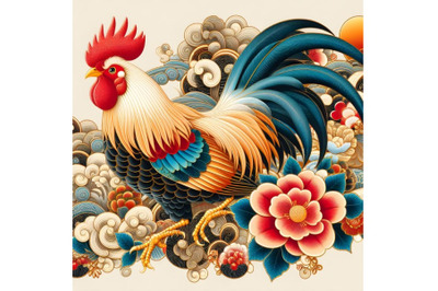 Beautiful  japanse rooster artwork