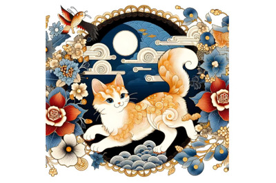 Beautiful japanese cat artwork