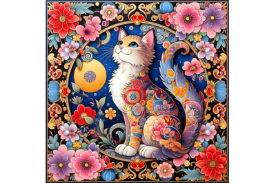 Beautiful japanese cat artwork