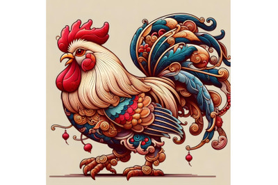 Beautiful chinese rooster artwork