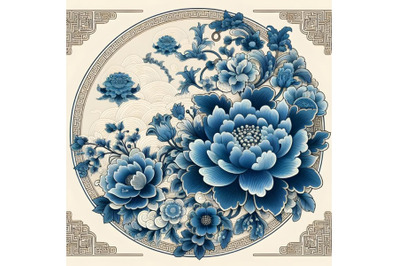 Beautiful chinese blue flower artwork