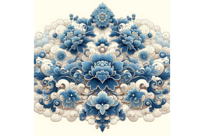 Beautiful chinese blue flower artwork