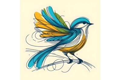 Line art brush stroke bird