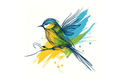 Line art brush stroke bird