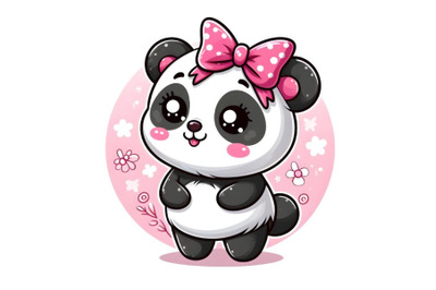 Panda girl with pink bow