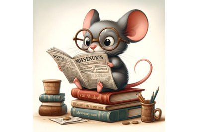 mouse reading the book