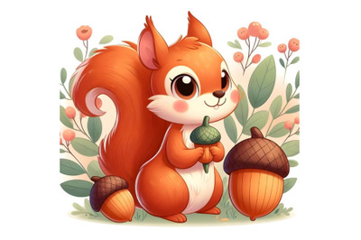 cute squirrel acorns