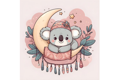 Cute Koala on the moon