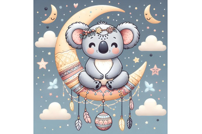 Cute Koala on the moon