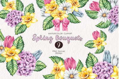 Watercolor Spring bouquets PNG