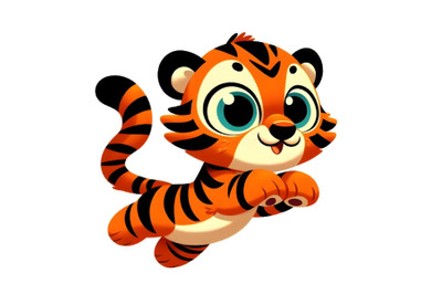 cute baby tiger is jumping