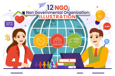 12 NGO or Non Governmental Organization Illustration