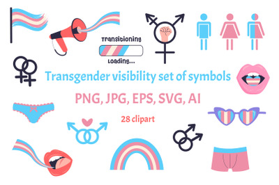 Transgender visibility set of symbols