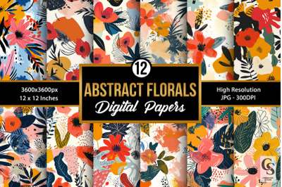 Abstract Floral Collage Digital Papers