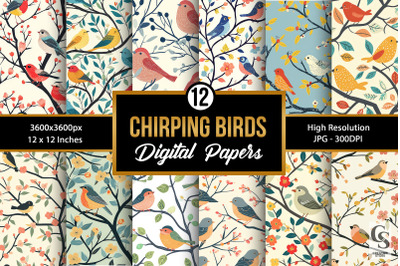 Spring Chirping Birds Seamless Patterns