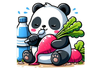 baby Panda eating radish