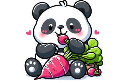 baby Panda eating radish