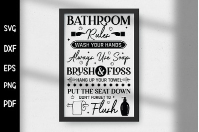 Funny Bathroom Rules Sign SVG Design