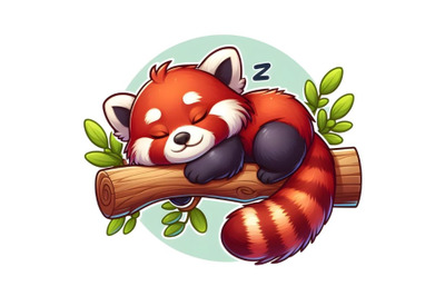 red panda sleeping in the branch