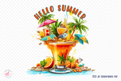 Hello Summer, Beach Sublimation Design