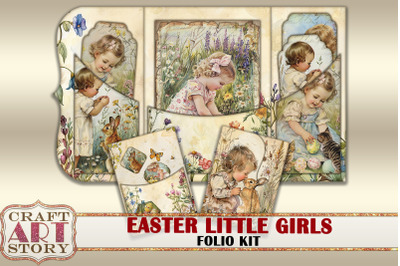 Easter little girls Folio Kit,spring card and Cards set