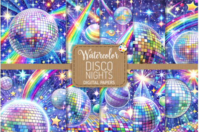 Disco Nights - Groovy Watercolor Party Backdrop Papers