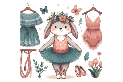 Dress up bunny in ballet suit