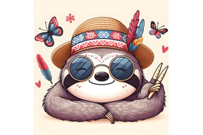 Cute sloth wearing sunglasses