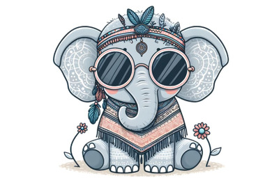 Cute elephant wearing sunglasses