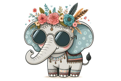 Cute elephant wearing sunglasses