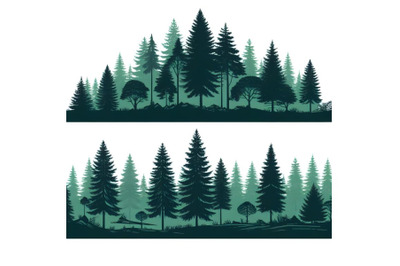 Forest green trees silhouette