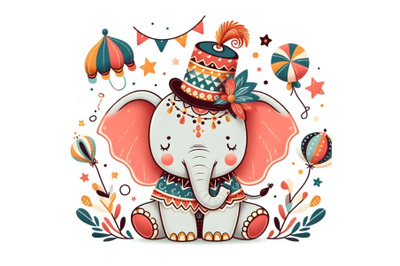 Cute cartoon elephant circus hat