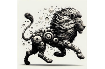 Running Lion from circles