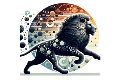 Running Lion from circles