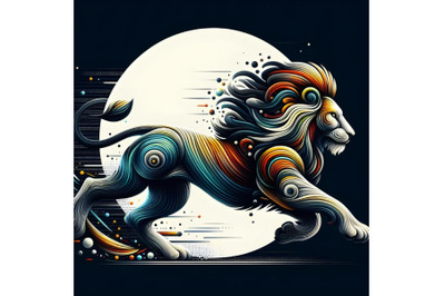 Running Lion from circles