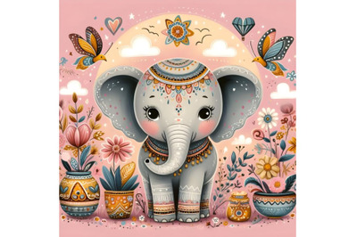 Cartoon elephant painting