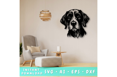 German Wirehaired Pointer Laser SVG Cut File, Glowforge File