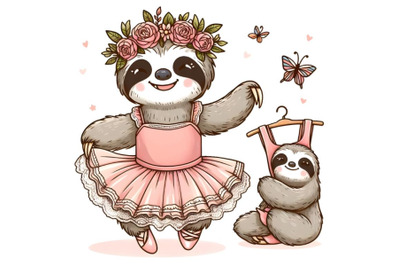 Dress up sloth in ballet suit