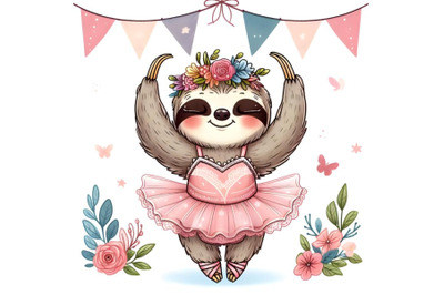 Dress up sloth in ballet suit
