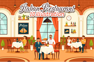 10 Italian Food Restaurant Illustration