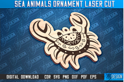 Sea Animals Ornament Laser Cut | Crab Laser Cut Design | CNC file