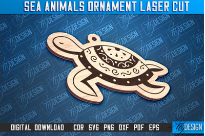 Sea Animals Ornaments Laser Cut | Turtle Laser Cut Design | CNC File