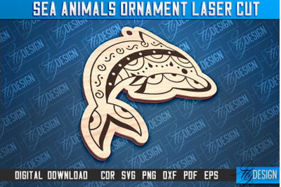 Sea Animals Ornament Laser Cut | Dolphin Laser Cut Design | CNC File